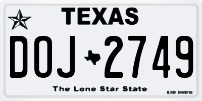 TX license plate DOJ2749