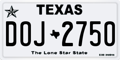 TX license plate DOJ2750