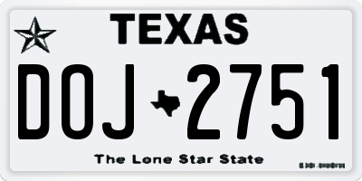TX license plate DOJ2751
