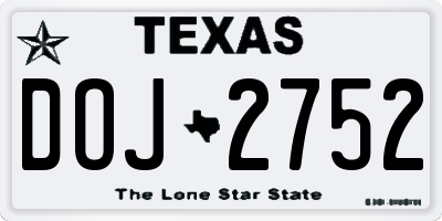 TX license plate DOJ2752