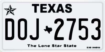 TX license plate DOJ2753