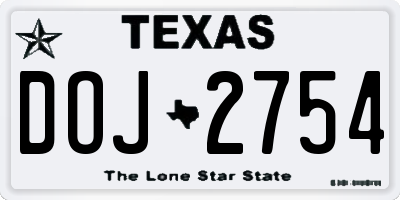 TX license plate DOJ2754