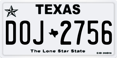 TX license plate DOJ2756