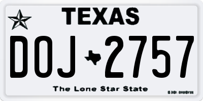 TX license plate DOJ2757