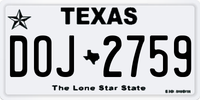 TX license plate DOJ2759