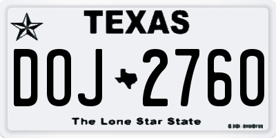 TX license plate DOJ2760