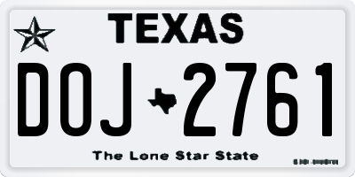 TX license plate DOJ2761