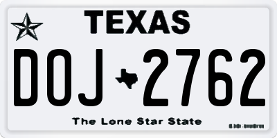 TX license plate DOJ2762