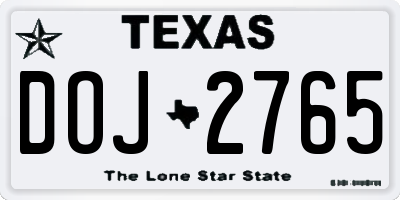 TX license plate DOJ2765