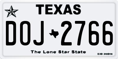 TX license plate DOJ2766
