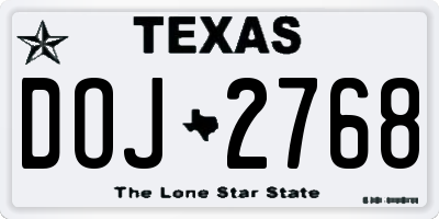 TX license plate DOJ2768