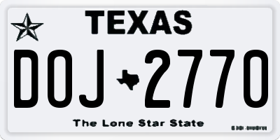 TX license plate DOJ2770