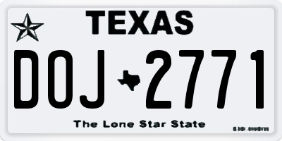 TX license plate DOJ2771