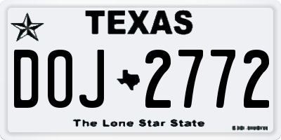 TX license plate DOJ2772