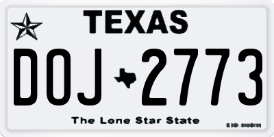TX license plate DOJ2773