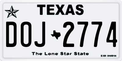 TX license plate DOJ2774