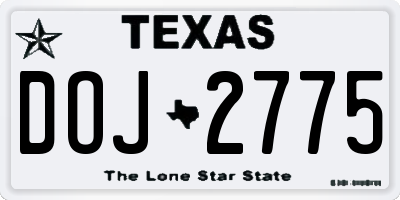 TX license plate DOJ2775