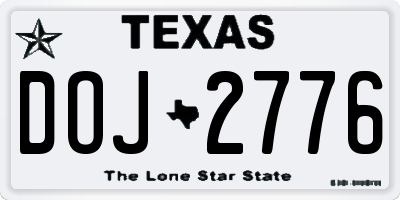 TX license plate DOJ2776