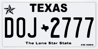 TX license plate DOJ2777