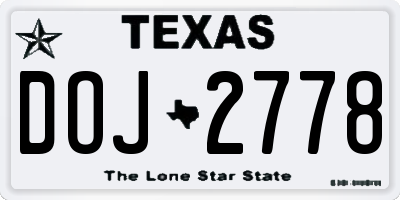 TX license plate DOJ2778