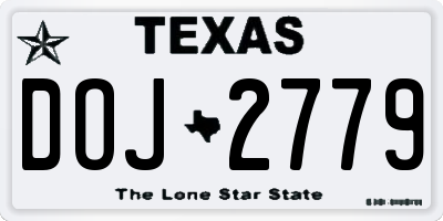 TX license plate DOJ2779