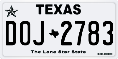 TX license plate DOJ2783