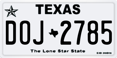 TX license plate DOJ2785