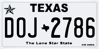 TX license plate DOJ2786