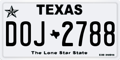 TX license plate DOJ2788