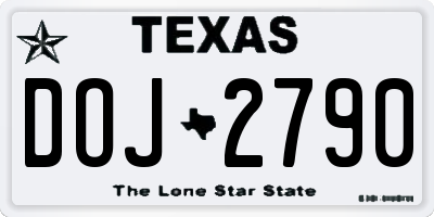 TX license plate DOJ2790