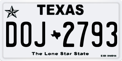 TX license plate DOJ2793