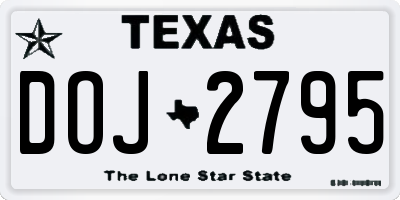 TX license plate DOJ2795