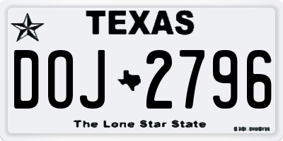 TX license plate DOJ2796