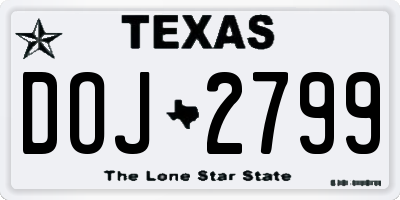 TX license plate DOJ2799