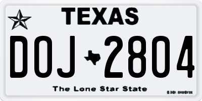 TX license plate DOJ2804