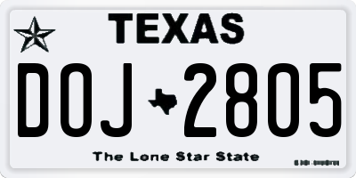 TX license plate DOJ2805