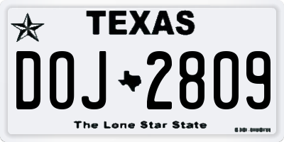 TX license plate DOJ2809