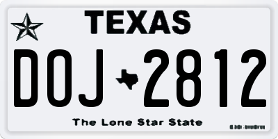 TX license plate DOJ2812
