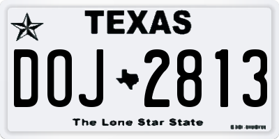 TX license plate DOJ2813