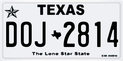 TX license plate DOJ2814