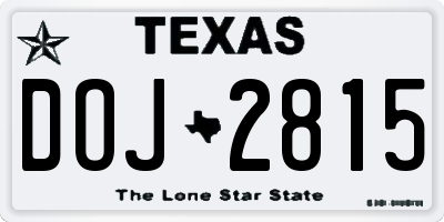 TX license plate DOJ2815