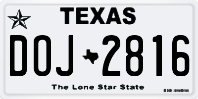 TX license plate DOJ2816