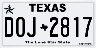 TX license plate DOJ2817