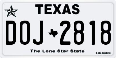 TX license plate DOJ2818