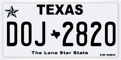 TX license plate DOJ2820