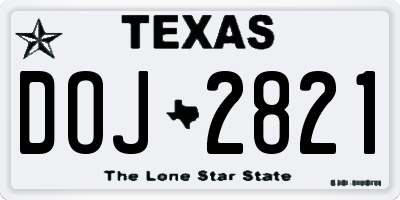 TX license plate DOJ2821