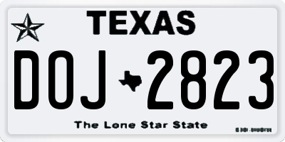 TX license plate DOJ2823