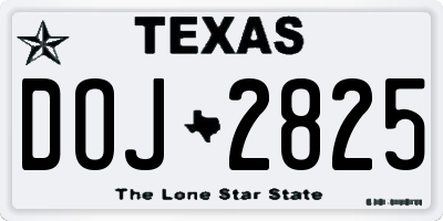 TX license plate DOJ2825