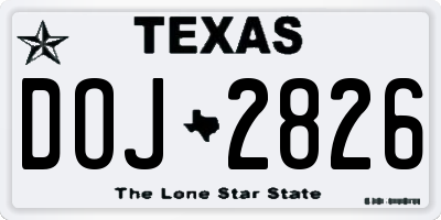 TX license plate DOJ2826