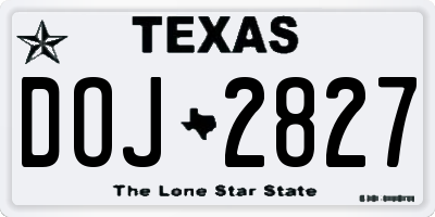 TX license plate DOJ2827